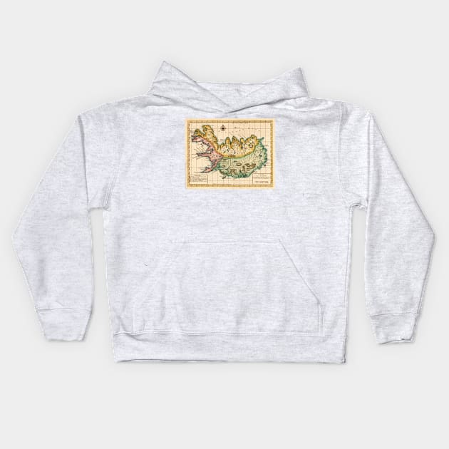 Vintage Map of Iceland (1756) Kids Hoodie by Bravuramedia